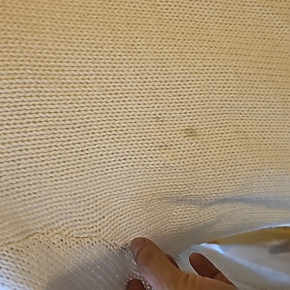 Vintage cable knit sweater pom poms floral ivory embroidery - Picture 6 of 9